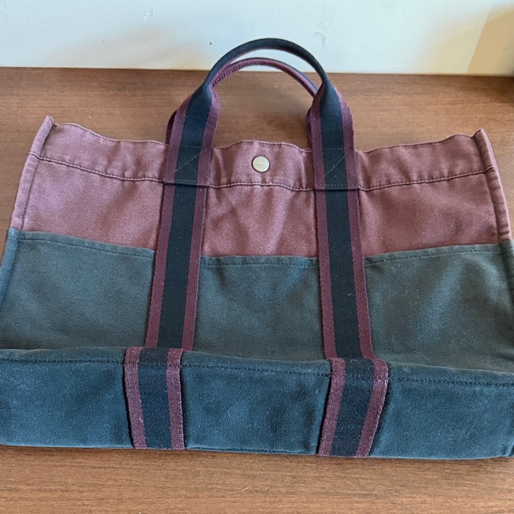 Hermes Canvas Stylish Two-Tone Tote Bag